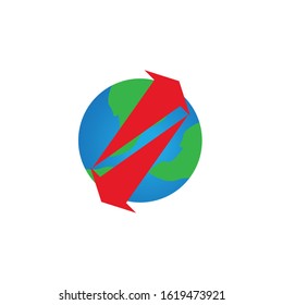earth logo design template. save globe logo vector icon
