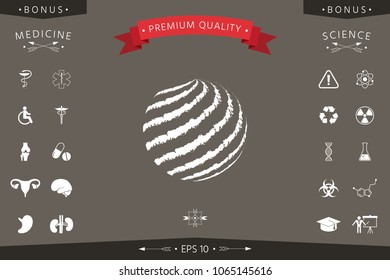 Earth logo design with textured stripes