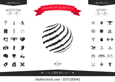 Earth logo design with textured stripes