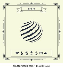 Earth logo design with textured stripes