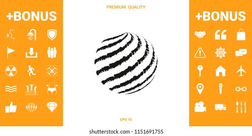 Earth logo design with textured stripes