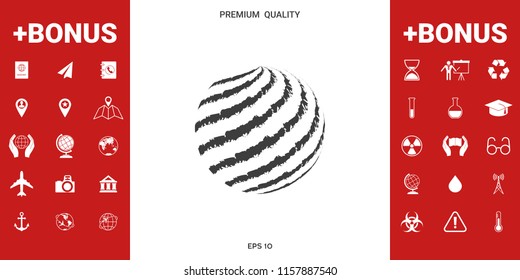 Earth logo design with textured stripes