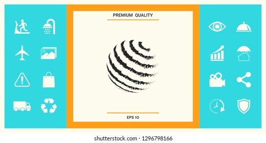Earth logo design - textured stripes. Graphic elements for your design