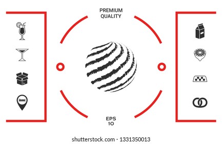 Earth logo design with textured stripes