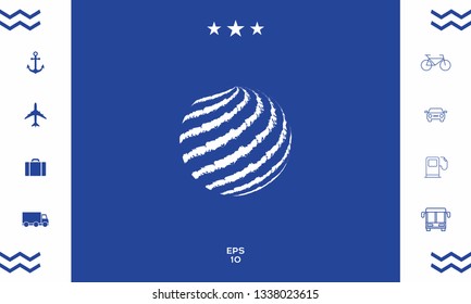 Earth logo design with textured stripes