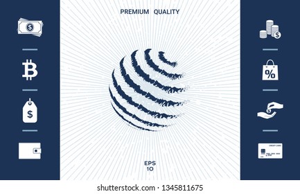 Earth logo design - textured stripes. Graphic elements for your design