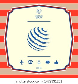 Earth logo design - textured stripes. Graphic elements for your design