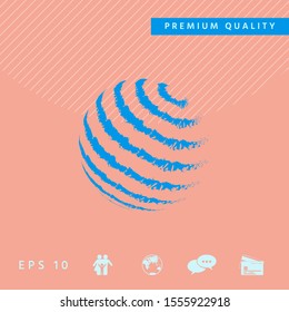 Earth logo design - textured stripes. Graphic elements for your design