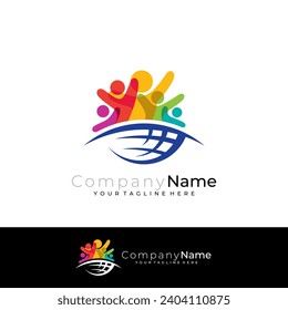 Earth logo and family care design colorful, unity logos, social and community logo