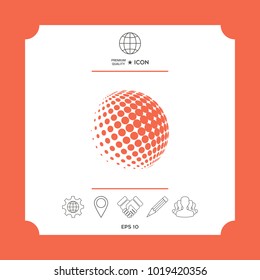 Earth logo - halftone sphere. Element for your design