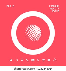Earth logo - halftone sphere. Graphic elements for your design