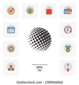 Earth logo - halftone sphere. Graphic elements for your design