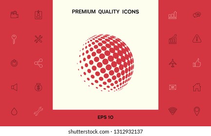 Earth logo - halftone sphere. Graphic elements for your design