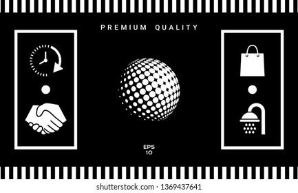 Earth logo - halftone sphere. Graphic elements for your design