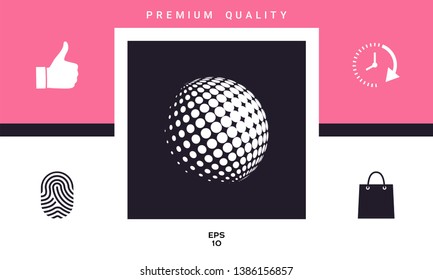 Earth logo - halftone sphere. Graphic elements for your design