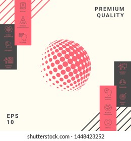 Earth logo - halftone sphere. Graphic elements for your design