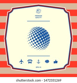 Earth logo - halftone sphere. Graphic elements for your design