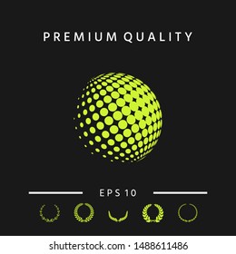 Earth logo - halftone sphere. Graphic elements for your design