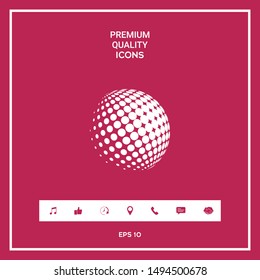 Earth logo - halftone sphere. Graphic elements for your design