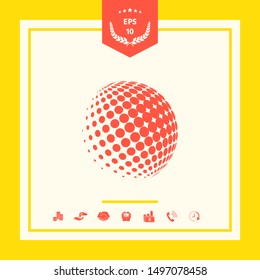 Earth logo - halftone sphere. Graphic elements for your design