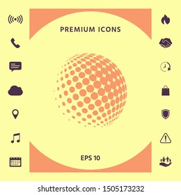 Earth logo - halftone sphere. Graphic elements for your design