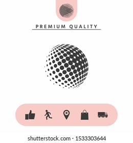 Earth logo - halftone sphere. Graphic elements for your design