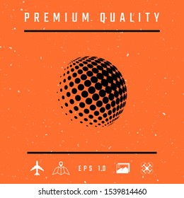 Earth logo - halftone sphere. Graphic elements for your design