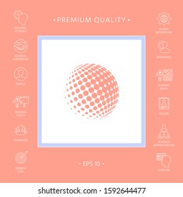 Earth logo - halftone sphere. Graphic elements for your design