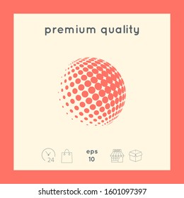 Earth logo - halftone sphere. Graphic elements for your design