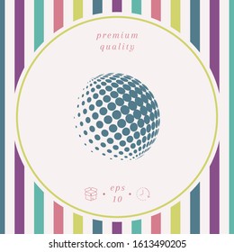 Earth logo - halftone sphere. Graphic elements for your design