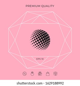 Earth logo - halftone sphere. Graphic elements for your design