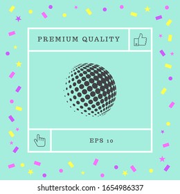 Earth logo - halftone sphere. Graphic elements for your design