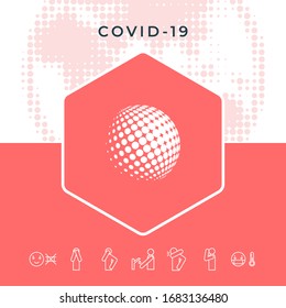 Earth logo - halftone sphere. Graphic elements for your design