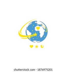 earth logo and hand of love for the environment