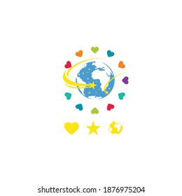 earth logo and hand of love for the environment