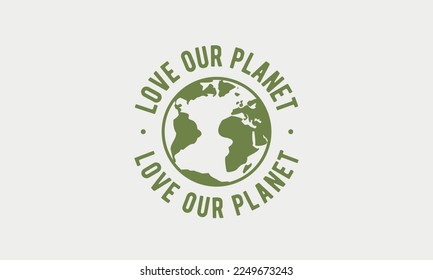 Logo de la Tierra, etiqueta. Icono de la Tierra. Diseño biodegradable, compostable, ecológico, bioafiches con textura gruesa.  