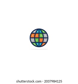 earth logo and math symbol creative design