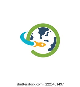 Erdlogo mit Raketendesign