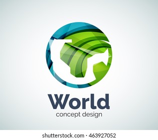 Vorlage für das Earth-Logo, abstraktes, elegantes Hochglanzgeschäftssymbol
