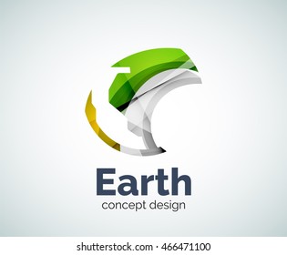 Plantilla del logotipo de la Tierra, icono de negocios elegante y abstracto