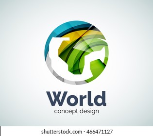Earth logo template, abstract elegant glossy business icon