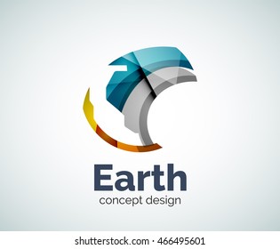 Earth logo template, abstract elegant glossy business icon