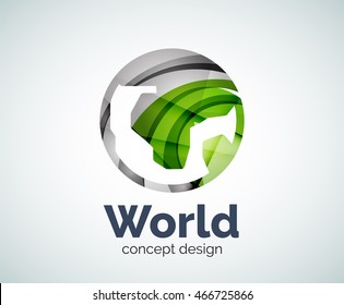 Earth logo template, abstract elegant glossy business icon