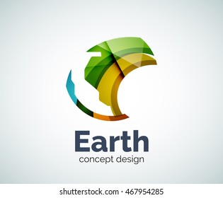 Earth logo template, abstract elegant glossy business icon