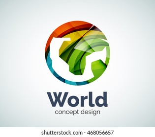 Earth logo template, abstract elegant glossy business icon