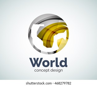 Plantilla del logotipo de la Tierra, icono de negocios elegante y abstracto