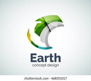 Earth logo template, abstract elegant glossy business icon
