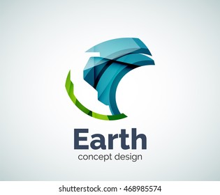 Plantilla del logotipo de la Tierra, icono de negocios elegante y abstracto