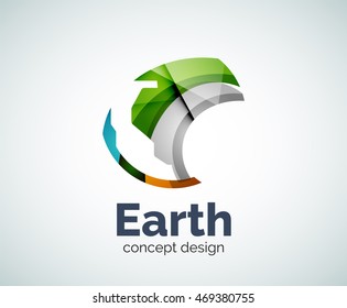 Earth logo template, abstract elegant glossy business icon