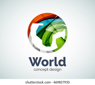 Earth logo template, abstract elegant glossy business icon
